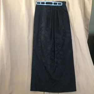 Formal silk floral print straight skirt